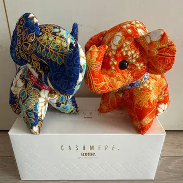 꽃무늬 코끼리 봉제 인형 2개 세트