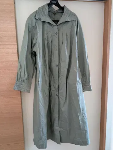 그린 롱 코트 스탠드 카라