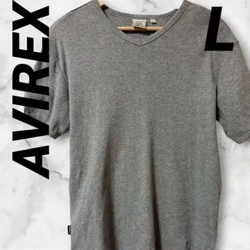 AVIREX 그레이 V넥 T셔츠 반팔 원포인트