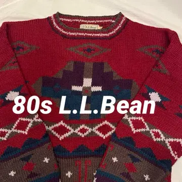 80s 엘엘빈 네이티브 패턴 로우게이지 니트 스웨터 M L