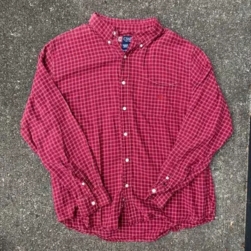 CHAPS 빨간색 체크 무늬 긴팔 플란넬 셔츠 XXL