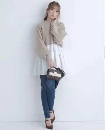 아푸와이저 리셰 숏 니트 튜닉 세트 [ 그레이 ]