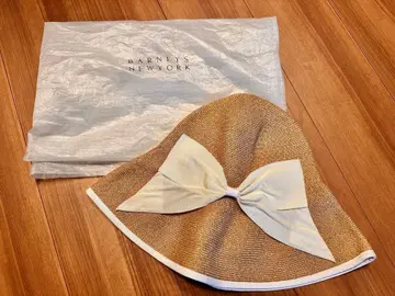 아테나 뉴욕 수납 가방 포함 화이트 리본 밀짚모자