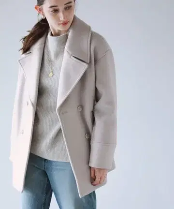 미사용 새상품 택, 스페어 버튼 포함 더블 비버 피코트 베이지 38