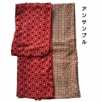 새상품급 앙상블 울 단의 기모노 레트로 꽃무늬 겉옷 시치케츠키