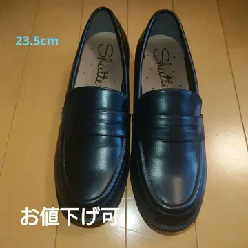 Shutte 블랙 로퍼 낮은 힐