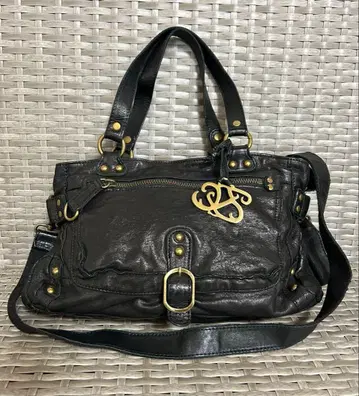 블랙 가죽 숄더백