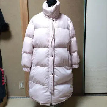 라이트 핑크 라메 롱 다운 자켓