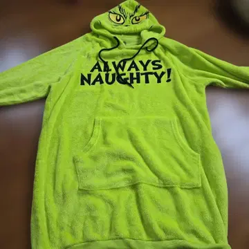 그린치 후드 부착 후드티 M 사이즈 형광 그린