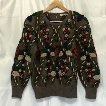 marbee 레트로 꽃무늬 니트 스웨터 구제 의류 입체 M