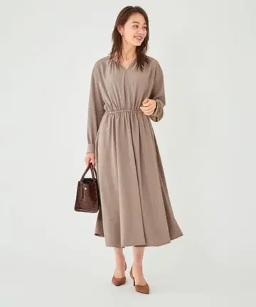 [ green label relaxing ] 드레이프 개더 원피스