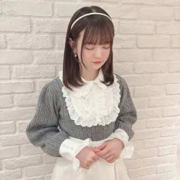 evelyn 에블린 양산형 니트 프릴 옷깃 그레이