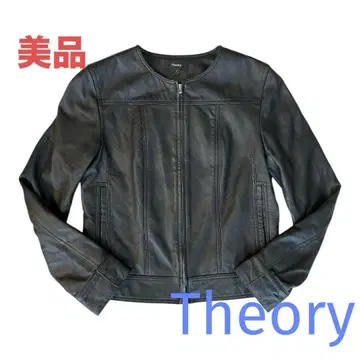 새상품급 Theory 노카라 라무 가죽 자켓 블랙