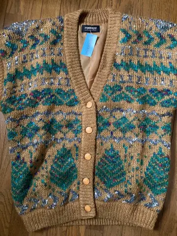 모헤어 안감 베스트 레트로 YONEDA FASHION PARK 패턴 제품