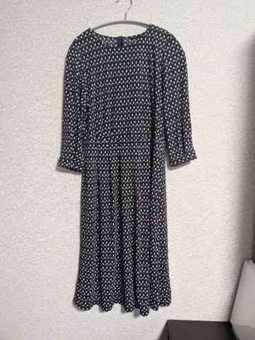 TRANS WORK 기하학 패턴 7부 소매 원피스