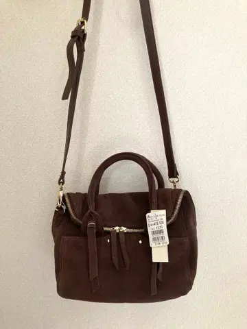 새상품 누엘 스웨이드 2way 숄더백 야마다 브라운
