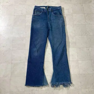 77circa 리메이크 플레어 데님 비대칭 프린지 컷오프