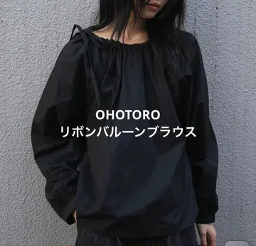 [ 새상품급 ] 오오토로 OHOTORO 리본 벌룬 블라우스 긴팔 셔츠