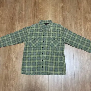 그린 계열 체크 긴팔 플란넬 셔츠 M 사이즈