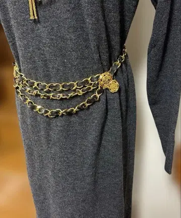 럭셔리! 장식 체인 벨트 블랙