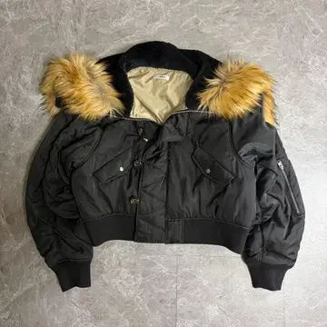 y2k 00s N2B 그런지 퍼 플라이트 자켓 블랙