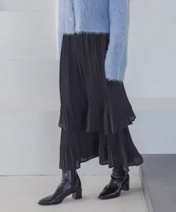 미사용 택 포함 아파트 바이 호소 플리츠 캉캉 스커트 블랙