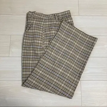 플라스테 여성용 와이드 팬츠 체크 무늬 새상품급 L