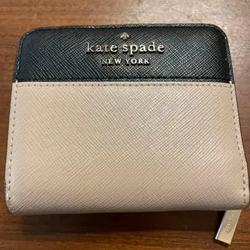 케이트 스페이드 뉴욕 투톤 접이식 지갑 블랙 베이지