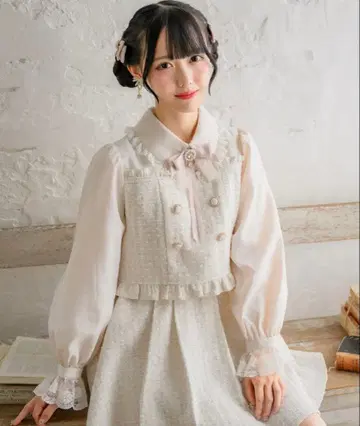 ROJITA 레이어드라이크 트위드 원피스 아이보리