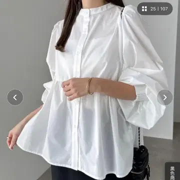 andme 2way 시어 페플럼 셔츠 M 화이트 블라우스