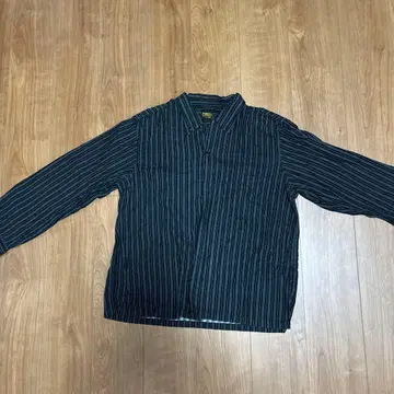 Tenderloin 블랙 스트라이프 드레스 셔츠