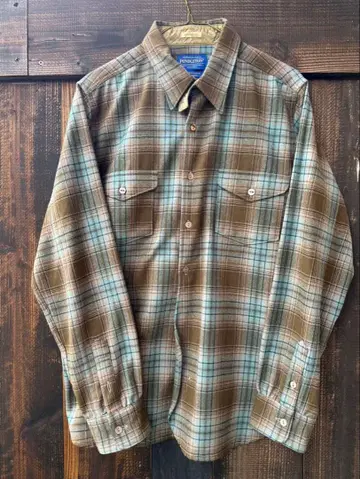 PENDLETON 브라운/블루 체크 플란넬 셔츠