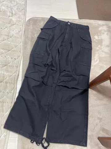 ZARA 카고 와이드 팬츠 데님 블랙 계열