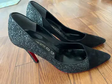 COMEX 블랙 스웨이드 글리터 하이힐