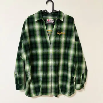 [새상품급] HYSTERIC GLAMOUR 긴팔 셔츠 자수 옴브레 체크