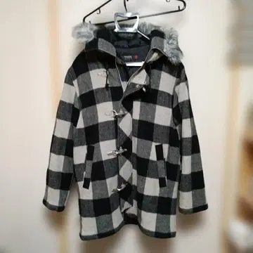 빅 몽키! 파이어맨 울 코트 블록 체크 패턴