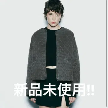 미사용! ZARA 하트 퀼팅 퍼프 자켓 그레이