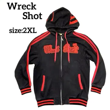 Wreck Shot 남성용 후드티 블랙&레드 XXL 로고 자수