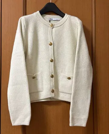 새상품 ZARA 아이보리 골드 버튼 니트 자켓 L