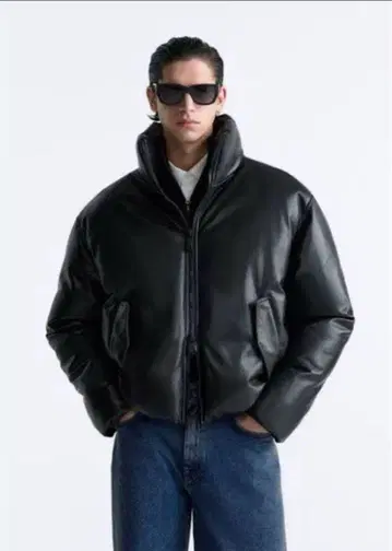 ZARA 인조 가죽 퍼프 자켓