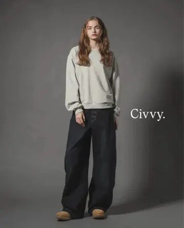 Civvy Button-Fly Wide Denim Pants