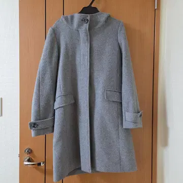 후드 부착 하프 코트 그레이