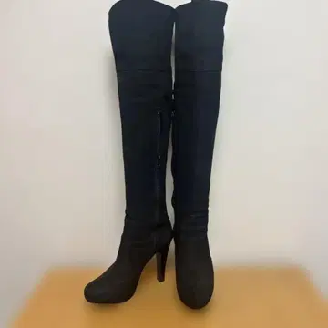 풀 사이드 롱 부츠 스웨이드 니하이 24.5cm 블랙