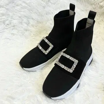 [ 거의 미사용 ] +diana 비쥬 버클 니트삭스 블랙 22.5