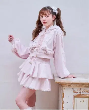 LIZLISA 리즈리사 리본 후드티 셋업 핑크