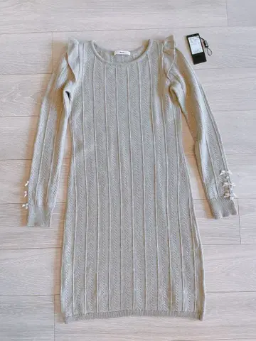 Ren 라이트 베이지 니트 긴팔 원피스 34