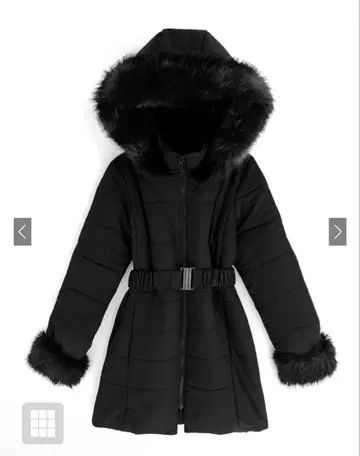 벨트 포함 퍼 다운 코트