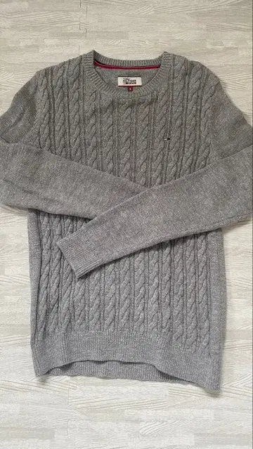 TOMMY HILFIGER DENIM 케이블 짜임 스웨터 S 그레이