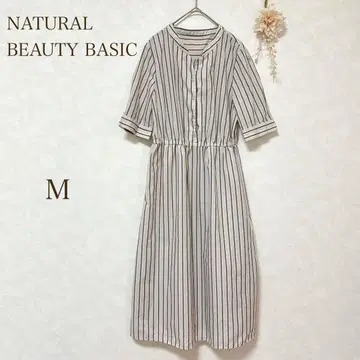 [내추럴 뷰티 베이직] 원피스 반팔 스트라이프 페미닌 M