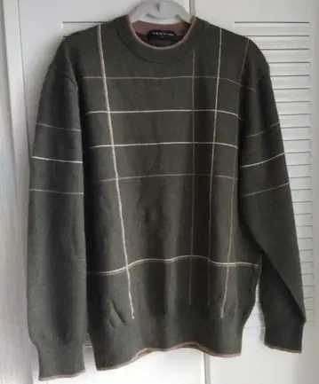 VESVIO 체크 무늬 니트 스웨터 M 올리브 그린 새상품급